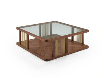 AUDREY - Square wood and glass coffee table by Casa Magna - view 2